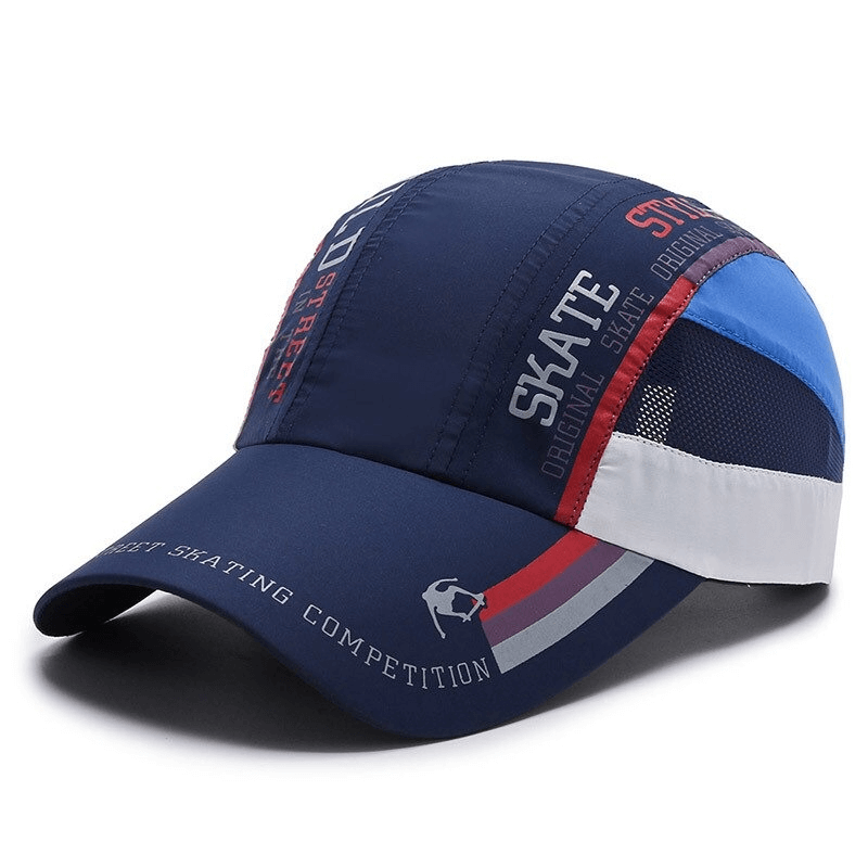 Unisex breathable thin baseball cap with colorful patchwork and mesh design, lightweight and perfect for outdoor sports activities.